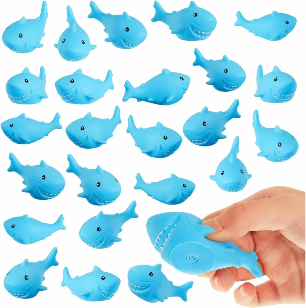 50 Pcs Rubber Sharks Squeezable And Squeak Shark Bath Toys Safe And Durable Bathtub Toys For Birthday Summer Pool Party Favors  3 X 1.7 Inch  Blue  |  Bath Toys All Toys Bath Toys