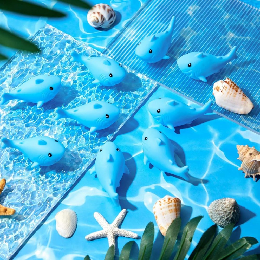 50 Pcs Rubber Sharks Squeezable And Squeak Shark Bath Toys Safe And Durable Bathtub Toys For Birthday Summer Pool Party Favors  3 X 1.7 Inch  Blue  |  Bath Toys All Toys Bath Toys