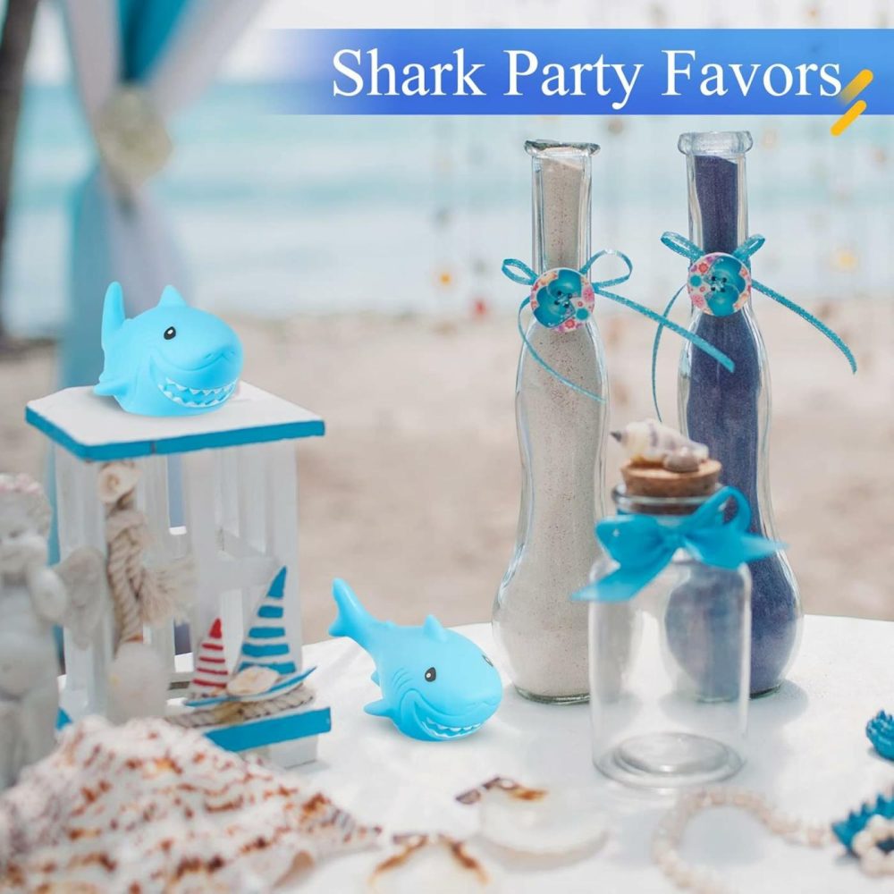 50 Pcs Rubber Sharks Squeezable And Squeak Shark Bath Toys Safe And Durable Bathtub Toys For Birthday Summer Pool Party Favors  3 X 1.7 Inch  Blue  |  Bath Toys All Toys Bath Toys