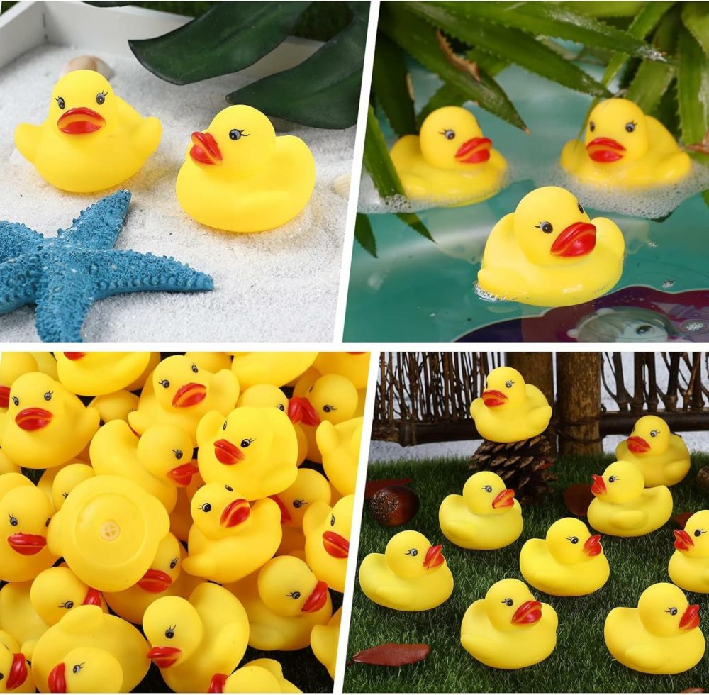 50-Pieces Float & Squeak Mini Rubber Duck Baby Bath Ducky Sound Shower Toys For Kids  |  Bath Toys All Toys Bath Toys