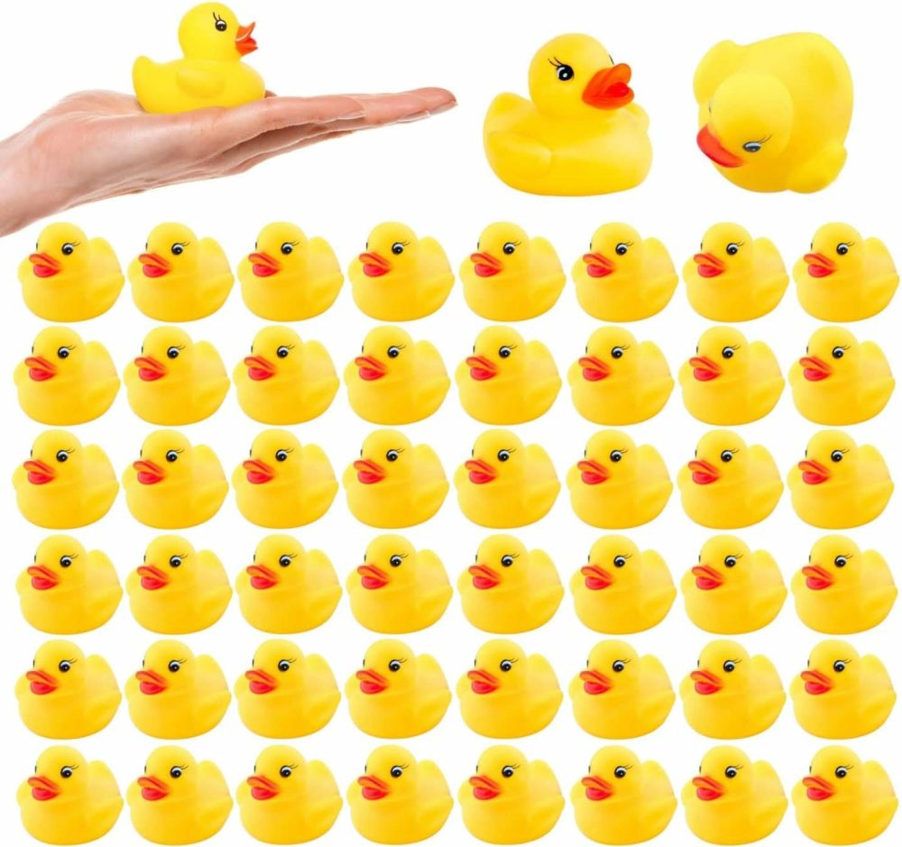 50Pcs Mini Bath Ducks Toys  Rubber Duck Bath Bulk Float Duck Baby Bath Toy For Shower Birthday Party Favors Gift Classroom Summer Beach Pool Party Games  |  Bath Toys All Toys Bath Toys