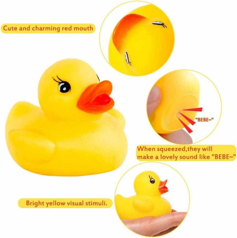 50Pcs Mini Bath Ducks Toys  Rubber Duck Bath Bulk Float Duck Baby Bath Toy For Shower Birthday Party Favors Gift Classroom Summer Beach Pool Party Games  |  Bath Toys All Toys Bath Toys