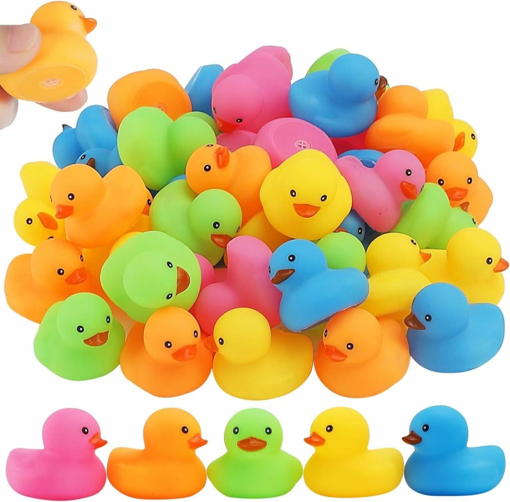 50Pcs Mini Rubber Duck Bath Toys  Multicolor Bath Ducks Bulk Float Duck Baby Bath Toy For Shower Birthday Party Favors Gift Classroom Summer Beach Pool Party Games  |  Bath Toys All Toys 5 Colors