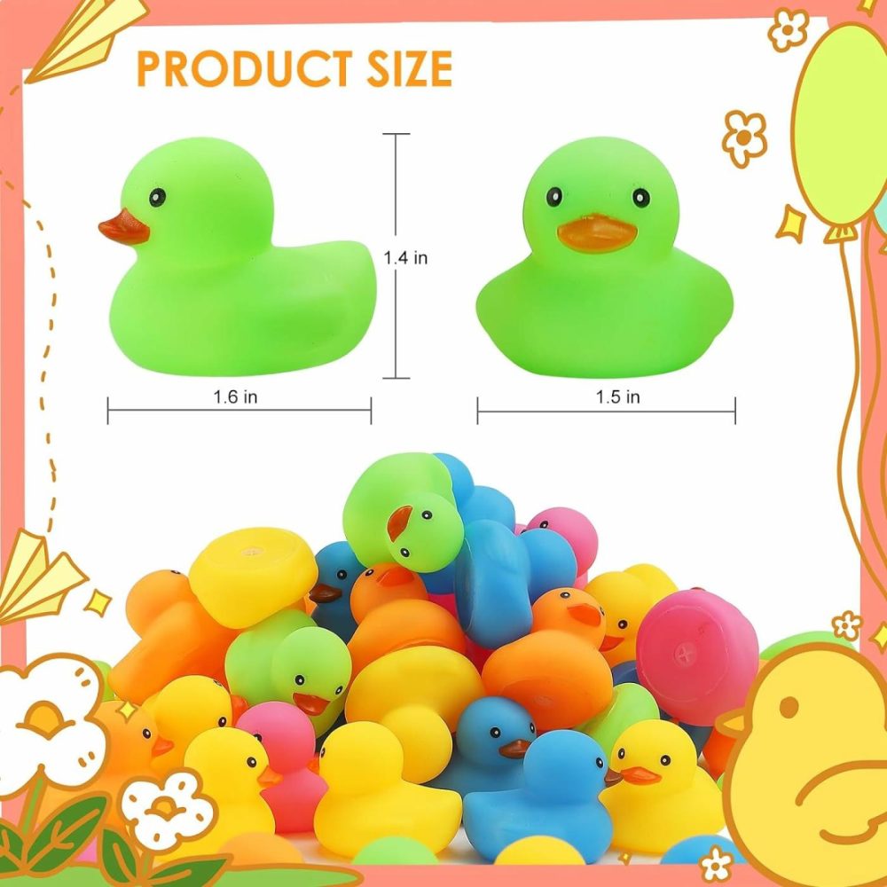 50Pcs Mini Rubber Duck Bath Toys  Multicolor Bath Ducks Bulk Float Duck Baby Bath Toy For Shower Birthday Party Favors Gift Classroom Summer Beach Pool Party Games  |  Bath Toys All Toys 5 Colors