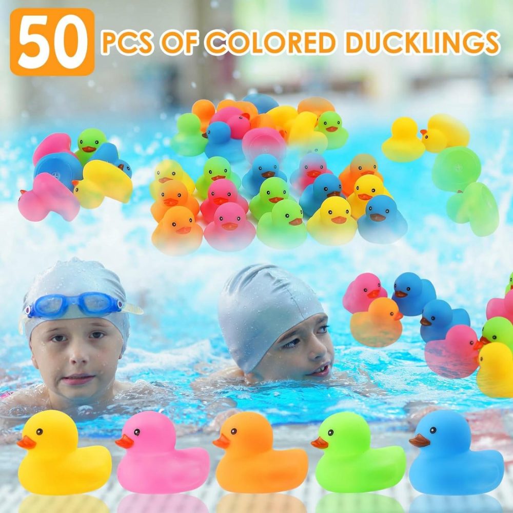 50Pcs Mini Rubber Duck Bath Toys  Multicolor Bath Ducks Bulk Float Duck Baby Bath Toy For Shower Birthday Party Favors Gift Classroom Summer Beach Pool Party Games  |  Bath Toys All Toys 5 Colors