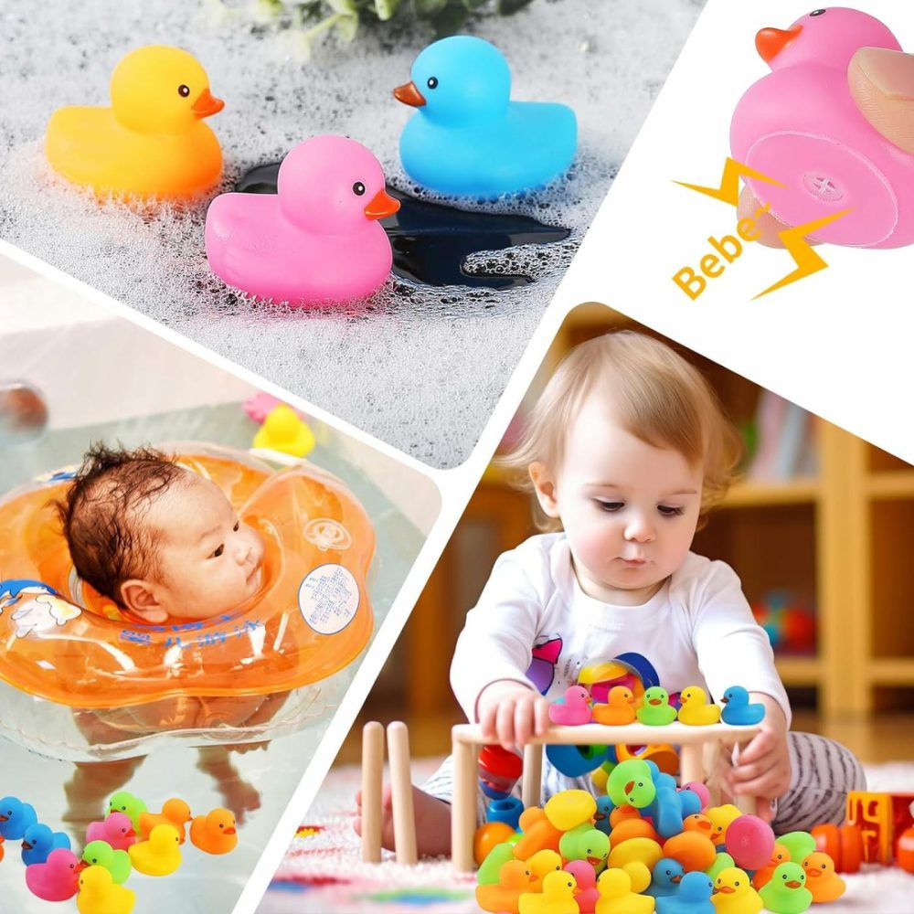 50Pcs Mini Rubber Duck Bath Toys  Multicolor Bath Ducks Bulk Float Duck Baby Bath Toy For Shower Birthday Party Favors Gift Classroom Summer Beach Pool Party Games  |  Bath Toys All Toys 5 Colors