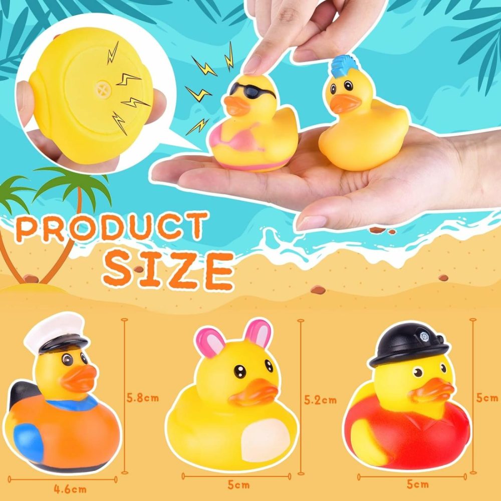 55 Packs Rubber Ducks  Assortment Rubber Ducks In Bulk For Kids Party Favors Baby Bath Shower Toys  Summer Beach Pool Activity Carnival  Small Rubber Duckies With Mesh Carry Bag  |  Bath Toys All Toys Bath Toys