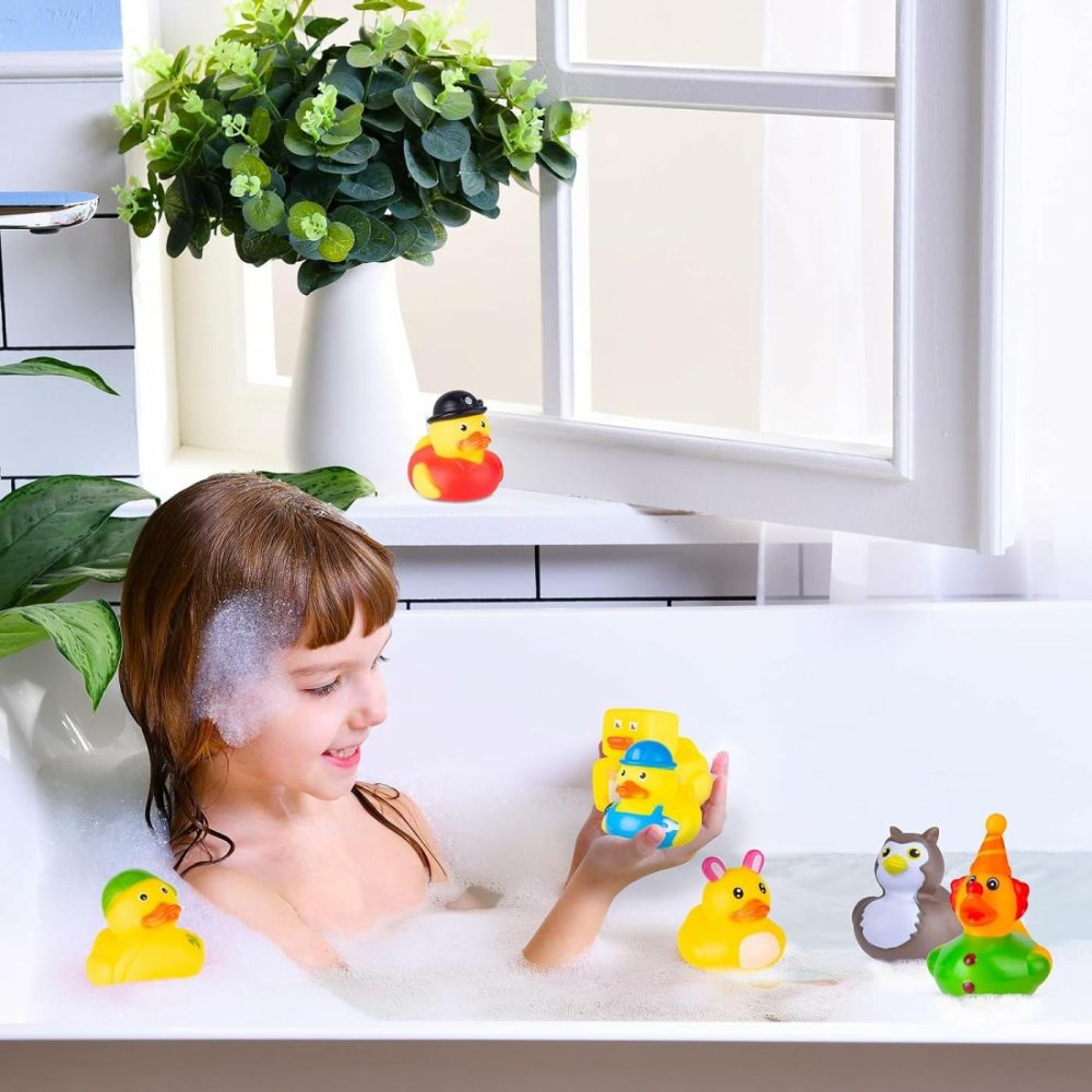 55 Packs Rubber Ducks  Assortment Rubber Ducks In Bulk For Kids Party Favors Baby Bath Shower Toys  Summer Beach Pool Activity Carnival  Small Rubber Duckies With Mesh Carry Bag  |  Bath Toys All Toys Bath Toys