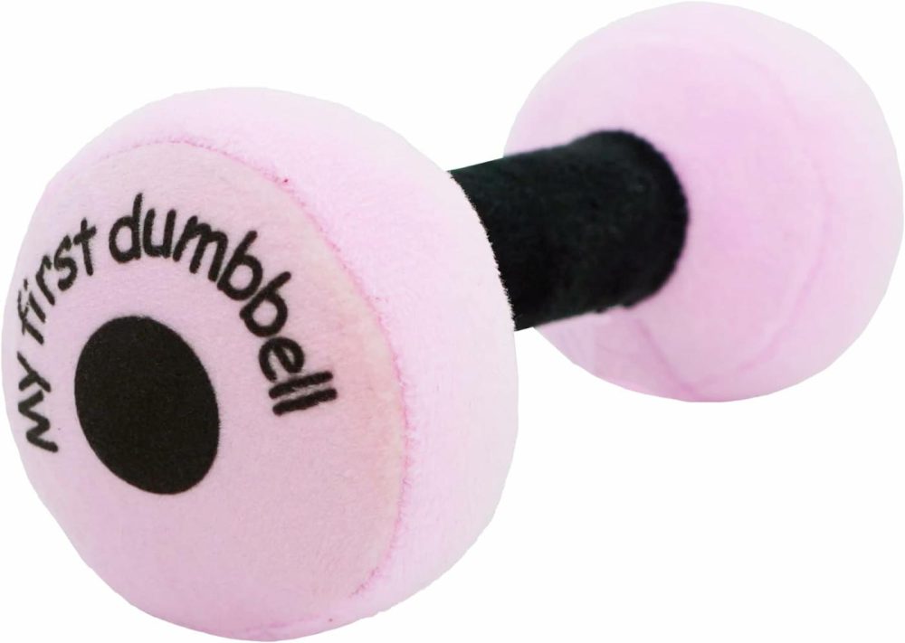 6″ My First Dumbbell – Plush Baby Rattle Toy – Safe Soft Barbell Workout Toy For Infants Boys And Girls – Pink  |  Rattles & Plush Rings All Toys Dumbbell Pink