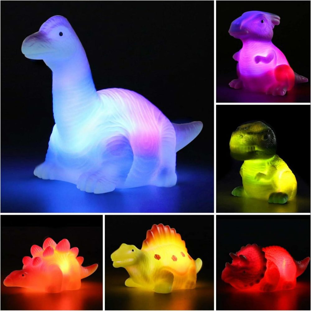 6 Packs Light-Up Floating Dinosaur Bath Toys Set  For Baby Toddler Nephew In Birthday Christmas Easter   Great Water Bathtub Shower Pool Bath Toy For Children Preschool  |  Bath Toys All Toys Bath Toys