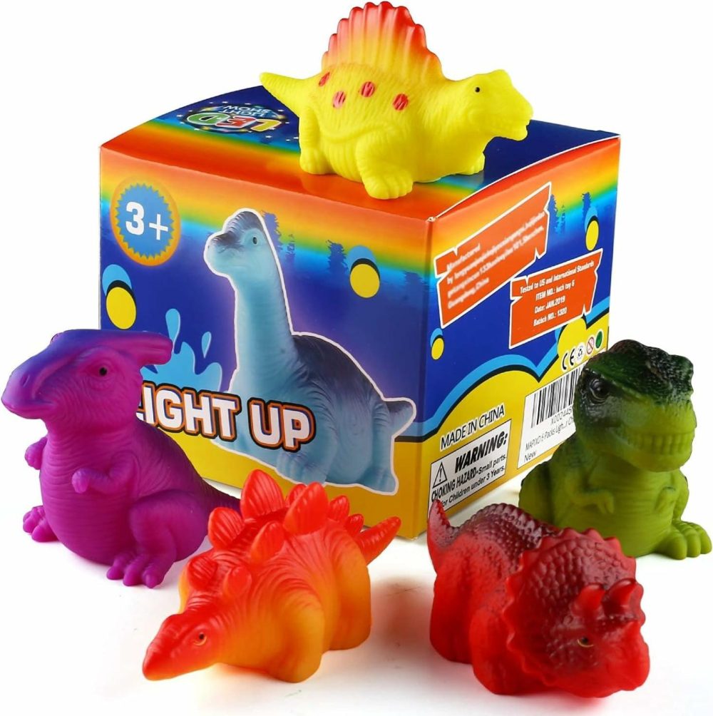 6 Packs Light-Up Floating Dinosaur Bath Toys Set  For Baby Toddler Nephew In Birthday Christmas Easter   Great Water Bathtub Shower Pool Bath Toy For Children Preschool  |  Bath Toys All Toys Bath Toys