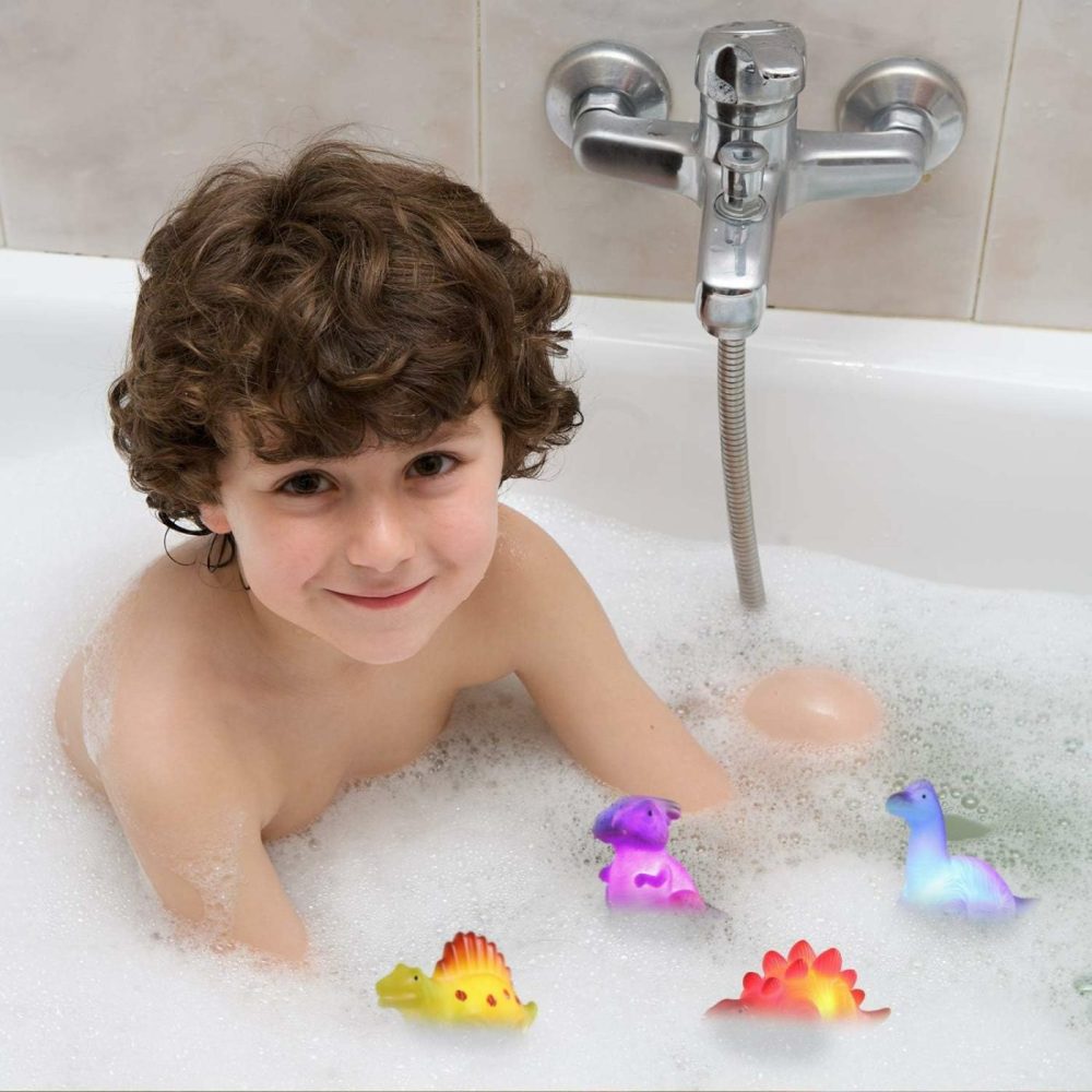 6 Packs Light-Up Floating Dinosaur Bath Toys Set  For Baby Toddler Nephew In Birthday Christmas Easter   Great Water Bathtub Shower Pool Bath Toy For Children Preschool  |  Bath Toys All Toys Bath Toys