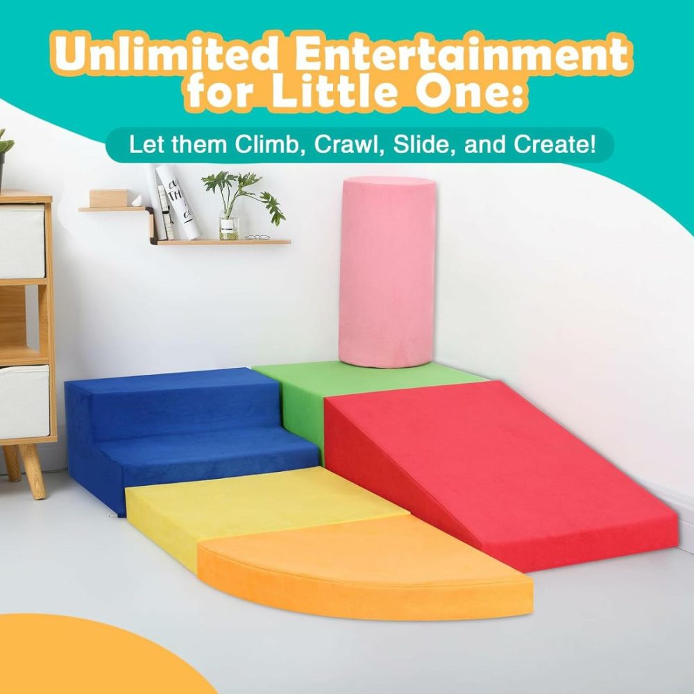 6-Piece Set Baby Foam Climbing Blocks For Toddlers – Baby Climbing Toys For Toddlers Indoor – Kids Soft Play Climbing For Toddlers – Velvet Foam Play Gym Playtime Corner Climber  |  Indoor Climbers & Play Structures All Toys Indoor Climbers & Play Structures