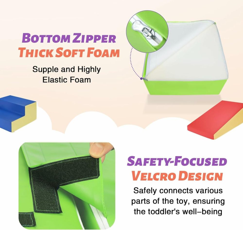 6-Piece Soft Pu Leather Toddlers Climbing Toys  Baby Foam Climbing Blocks For Toddlers  Foam Play Gym Climbing Structures For Toddlers 3  Indoor Climb And Crawl Activity Play Set  |  Indoor Climbers & Play Structures All Toys Indoor Climbers & Play Structures