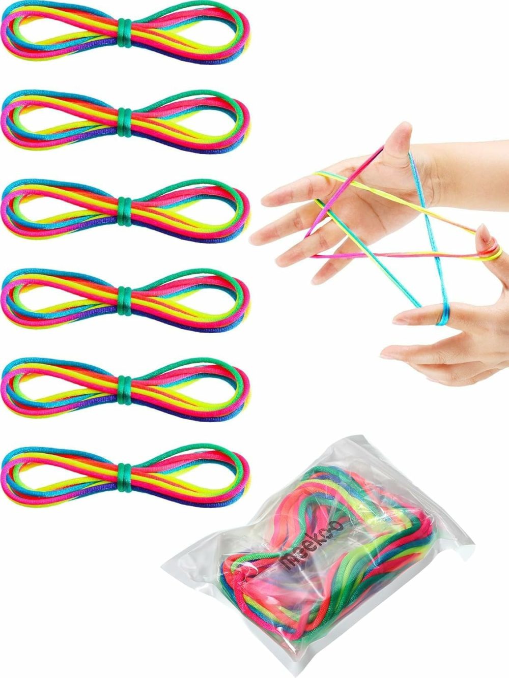 6 Pieces Cats Cradle String String Hand Game Finger String Toy Supplies  165 Cm Length  Rainbow Color  |  Sorting & Stacking Toys All Toys Sorting & Stacking Toys