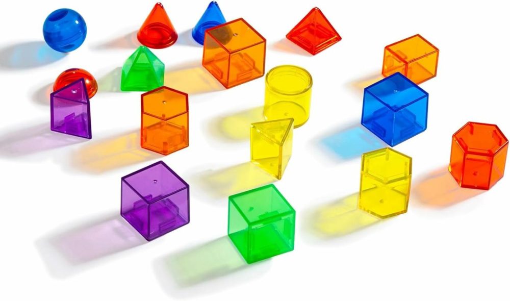 60 Pcs 3D Shapes For Teaching – Geometric Solids For Kids,Light Table Manipulatives,Translucent Toy For Light Table  |  Sorting & Stacking Toys All Toys Sorting & Stacking Toys