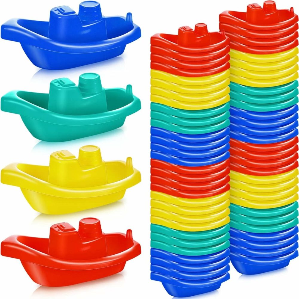 60 Pieces Little Boat Bath Boats Toy Bathtub Toys Stackable Boat Bath Toys Floating Plastic Pool And Bathtub Toys For Baby And Toddler Summer Water Toys  4 Colors  |  Bath Toys All Toys Bath Toys