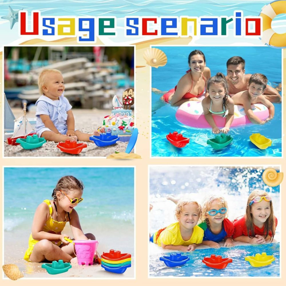 60 Pieces Little Boat Bath Boats Toy Bathtub Toys Stackable Boat Bath Toys Floating Plastic Pool And Bathtub Toys For Baby And Toddler Summer Water Toys  4 Colors  |  Bath Toys All Toys Bath Toys