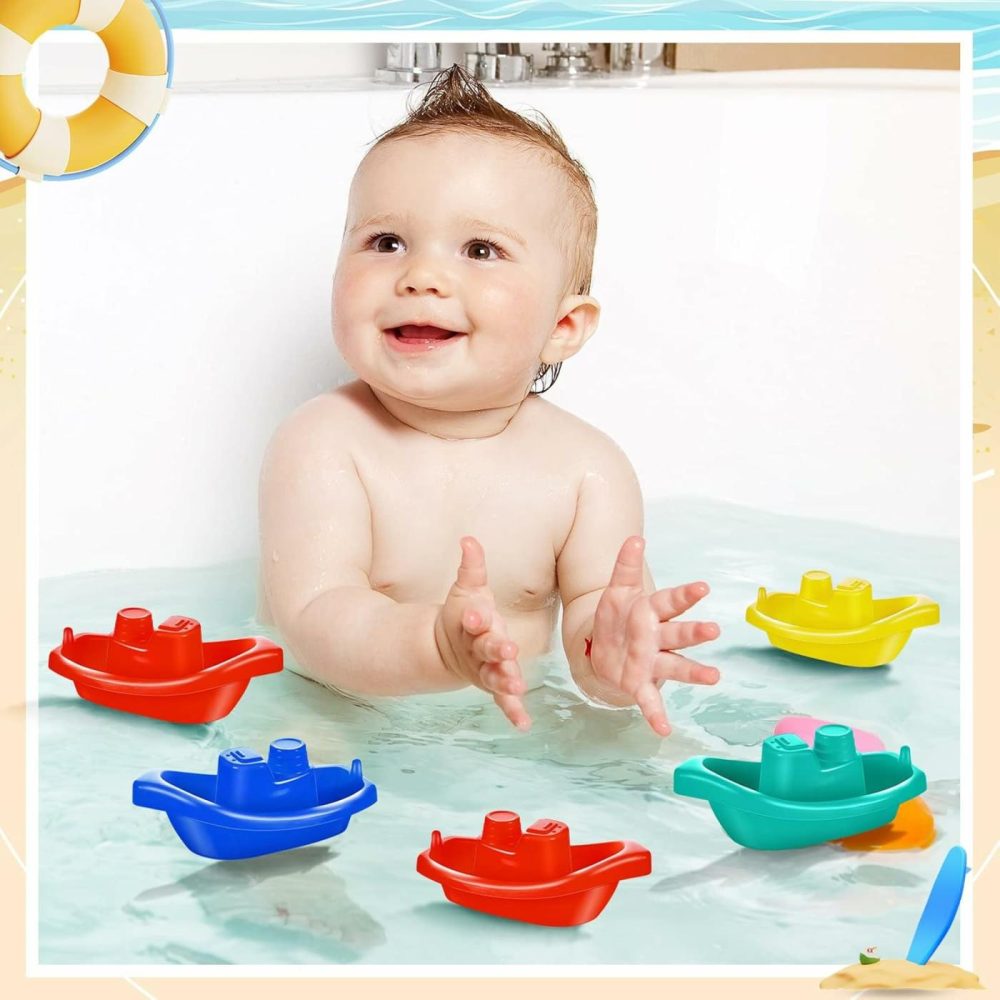 60 Pieces Little Boat Bath Boats Toy Bathtub Toys Stackable Boat Bath Toys Floating Plastic Pool And Bathtub Toys For Baby And Toddler Summer Water Toys  4 Colors  |  Bath Toys All Toys Bath Toys