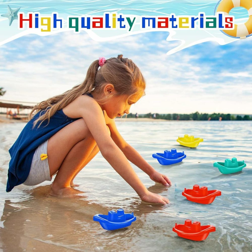 60 Pieces Little Boat Bath Boats Toy Bathtub Toys Stackable Boat Bath Toys Floating Plastic Pool And Bathtub Toys For Baby And Toddler Summer Water Toys  4 Colors  |  Bath Toys All Toys Bath Toys