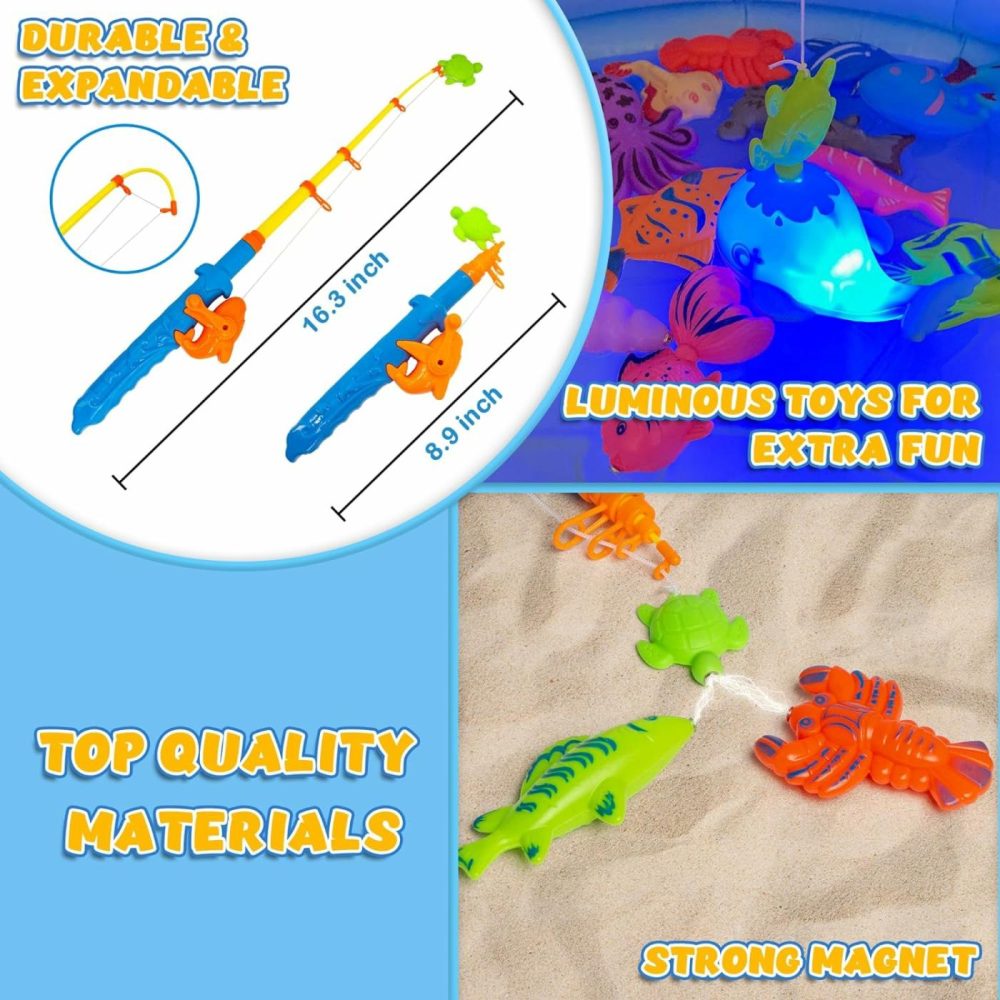 60Pcs Magnetic Fishing Bath Toys Game Set,Swimming Fish Toys For Bathtub,Water Table Bathtub Toys For Toddlers Kids Age 3-6  Pool Toys For Pretend Play&Education Teaching&Learning Colors  |  Bath Toys All Toys Bath Toys