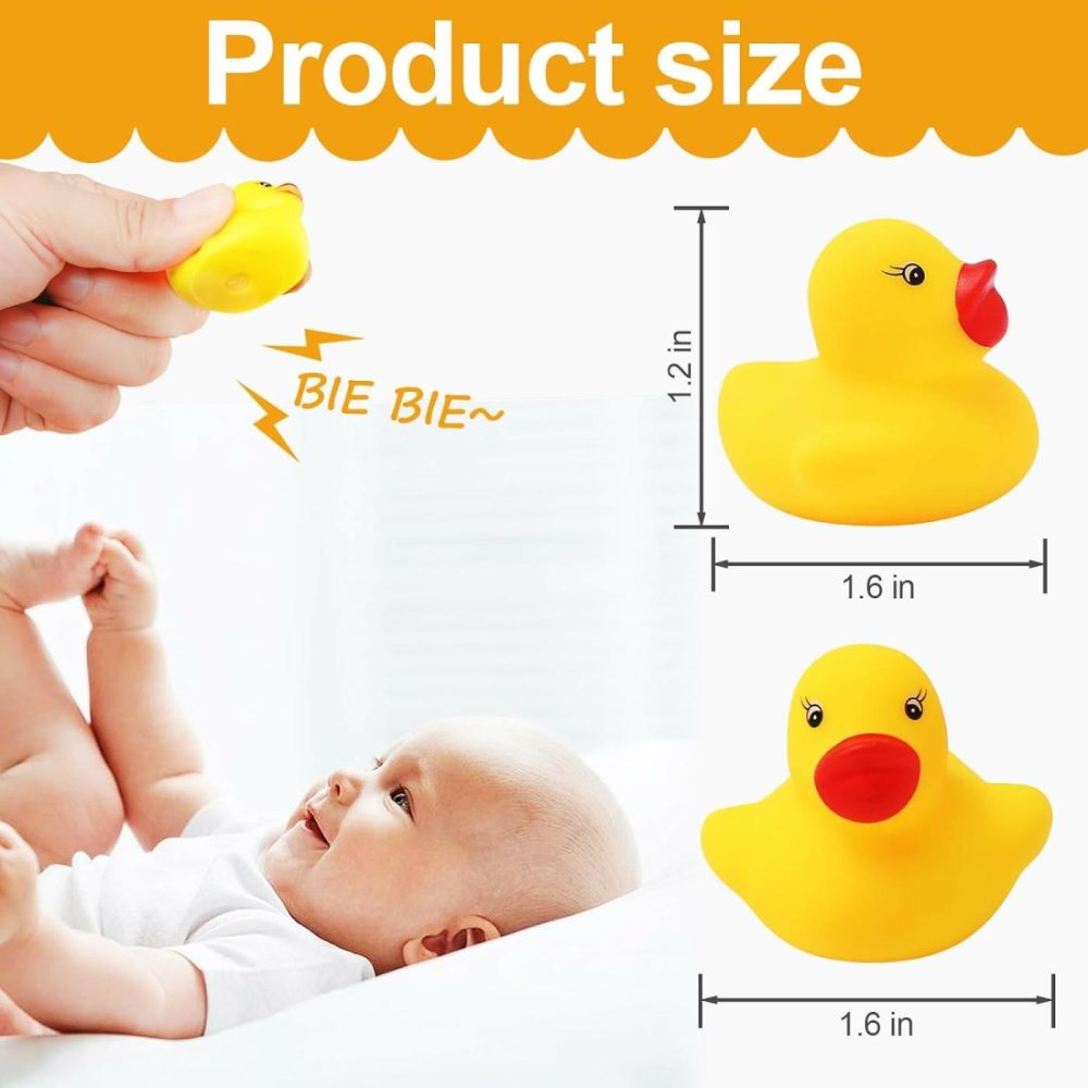 60Pcs Rubber Duck – Bath Toys – Pool Toys – Mini Ducks Bulk For Kids Baby Shower Decorations Birthday Party Favors Gift Classroom Summer Beach Pool Activity Carnival Game (Yellow)  |  Bath Toys All Toys Bath Toys