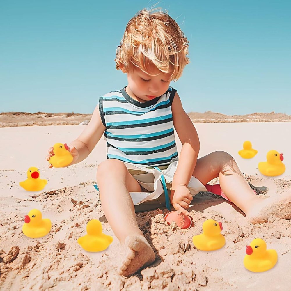 60Pcs Rubber Duck – Bath Toys – Pool Toys – Mini Ducks Bulk For Kids Baby Shower Decorations Birthday Party Favors Gift Classroom Summer Beach Pool Activity Carnival Game (Yellow)  |  Bath Toys All Toys Bath Toys