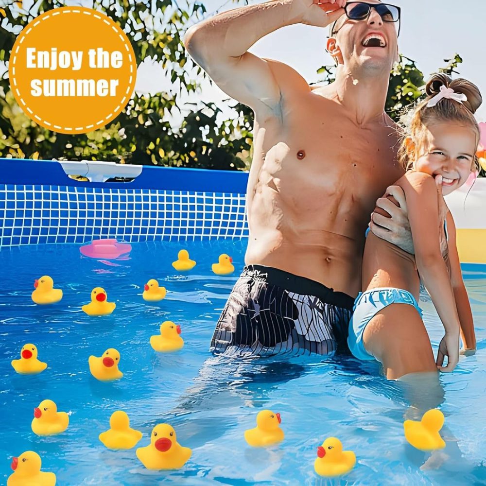 60Pcs Rubber Duck – Bath Toys – Pool Toys – Mini Ducks Bulk For Kids Baby Shower Decorations Birthday Party Favors Gift Classroom Summer Beach Pool Activity Carnival Game (Yellow)  |  Bath Toys All Toys Bath Toys