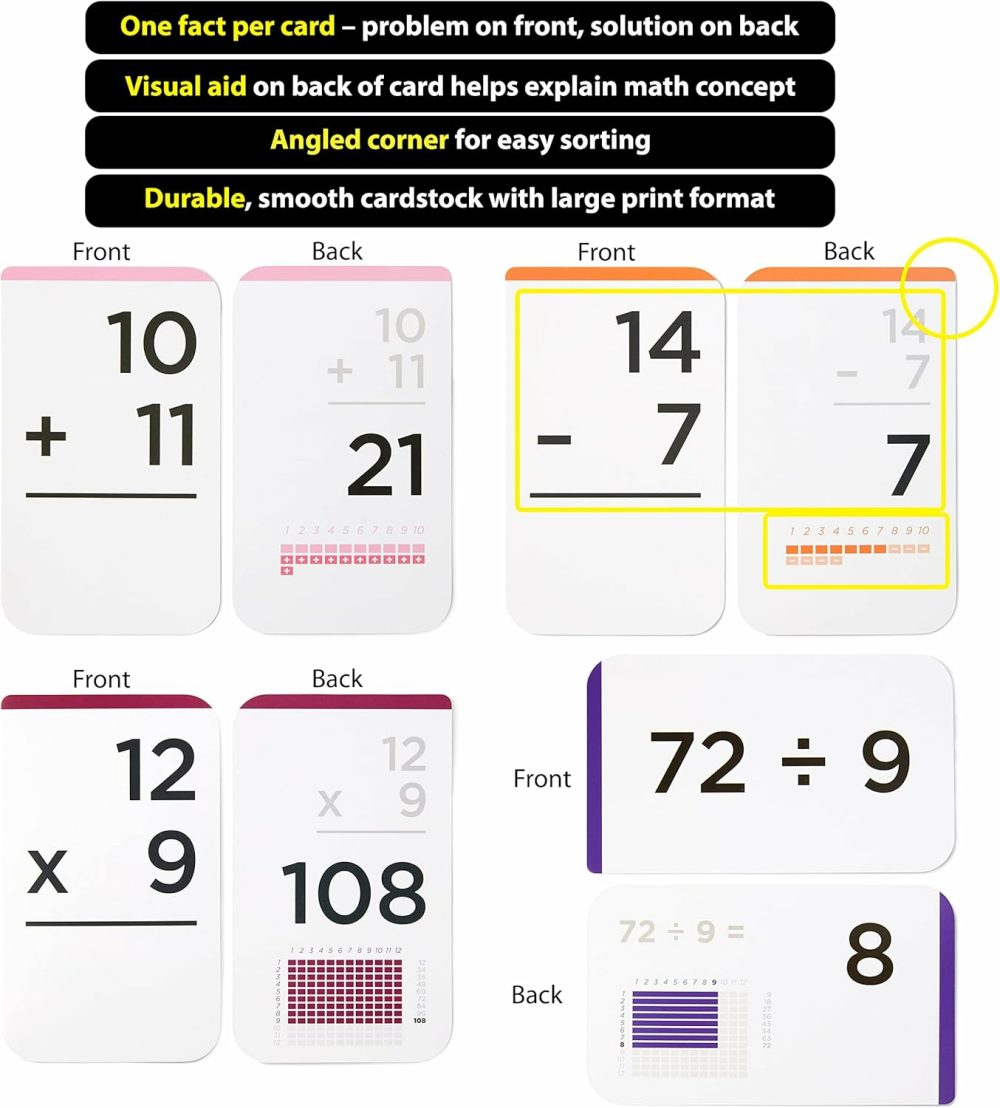 681 Math Flash Cards & Math Dice (Award Winning) Addition  Subtraction  Multiplication & Division – All Facts & Games – Kids Ages 4+ Kindergarten  1St  2Nd  3Rd  4Th  5Th  6Th Grade  |  Flash Cards All Toys Flash Cards