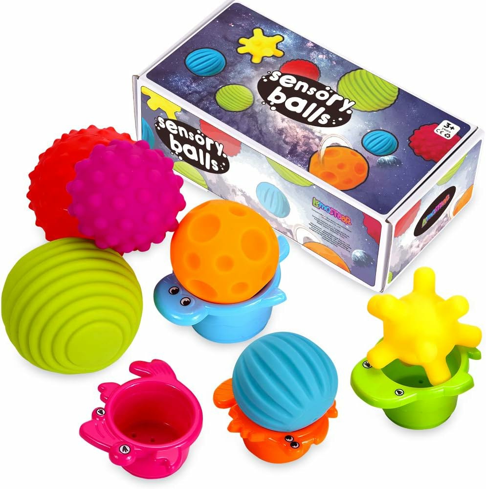 6Pc Sensory Balls For Baby – Textured Multi Ball Set For Babies & Toddlers  Squeezy Tactile Sensory Toys With Stacking Cup  Montessori Infant Baby Toys  |  Balls All Toys Balls