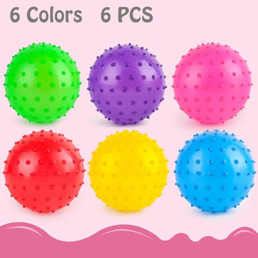 6Pcs Bounce Balls  Knobby Balls With Pump 6Inch Sensory Balls Spiky Massage Balls For Babies Toddlers  |  Balls All Toys ['red', 'blue', 'yellow', 'pink', 'green', 'purple']