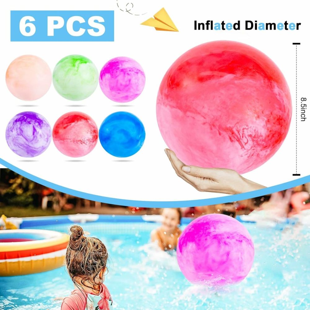 6Pcs Bouncy Balls For Kids  Marbleized Bouncy Balls With Pump Inflatable Sensory Balls Kickball Dodge Ball For Kids Adult Summer Beach Outdoor Game  |  Balls All Toys Balls