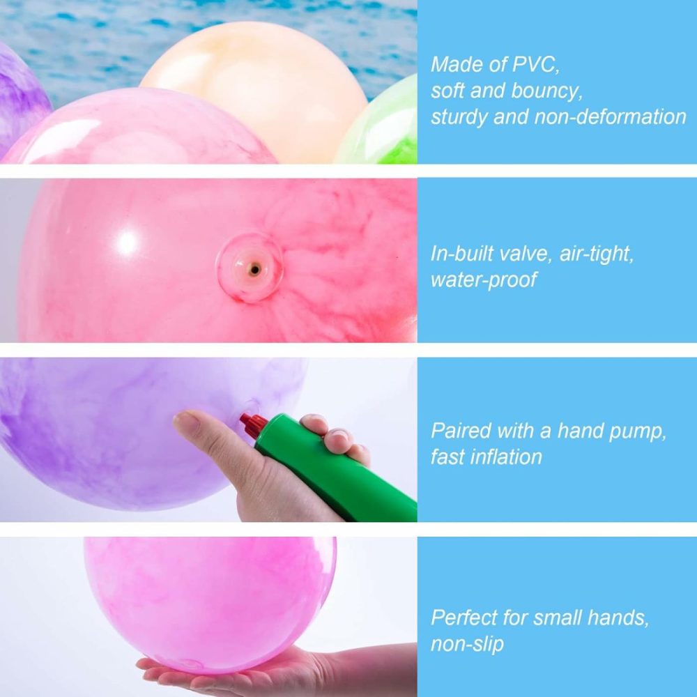 6Pcs Bouncy Balls For Kids  Marbleized Bouncy Balls With Pump Inflatable Sensory Balls Kickball Dodge Ball For Kids Adult Summer Beach Outdoor Game  |  Balls All Toys Balls