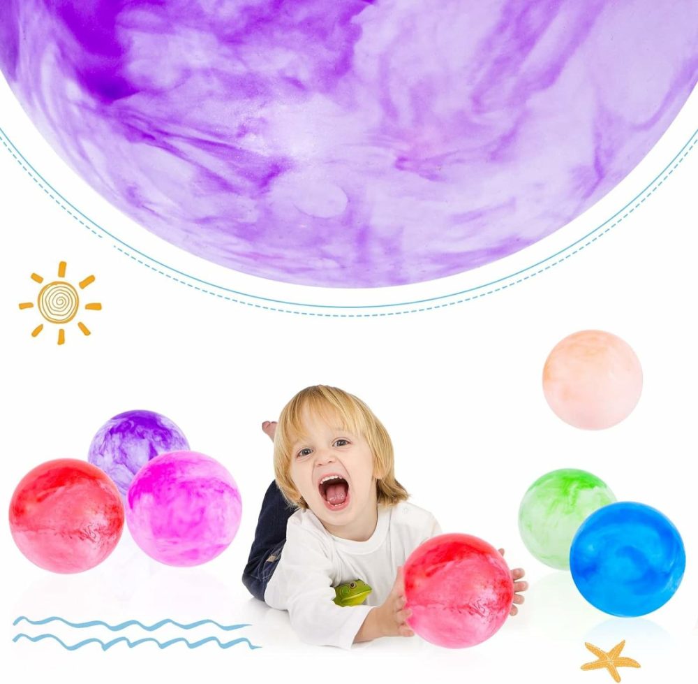 6Pcs Bouncy Balls For Kids  Marbleized Bouncy Balls With Pump Inflatable Sensory Balls Kickball Dodge Ball For Kids Adult Summer Beach Outdoor Game  |  Balls All Toys Balls