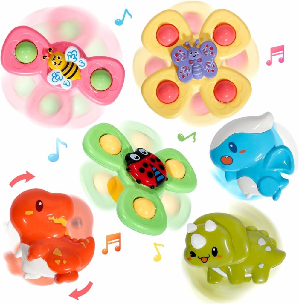 6Pcs Suction Cup Spinner Toy For Toddlers 1-3 Year Old,Sensory Bath Toys Gift For 18 Months,Window Suction Spinner Toys,Boys And Girls Sensory Toys Gifts,Travel Baby Spinning Toys  |  Bath Toys All Toys Bath Toys