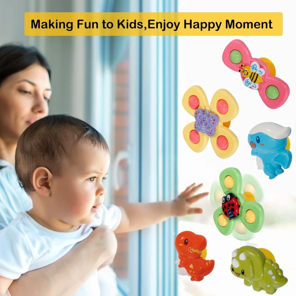 6Pcs Suction Cup Spinner Toy For Toddlers 1-3 Year Old,Sensory Bath Toys Gift For 18 Months,Window Suction Spinner Toys,Boys And Girls Sensory Toys Gifts,Travel Baby Spinning Toys  |  Bath Toys All Toys Bath Toys