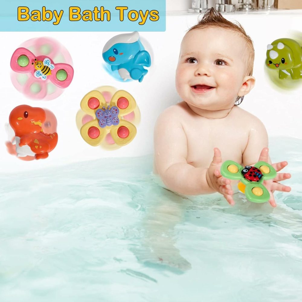 6Pcs Suction Cup Spinner Toy For Toddlers 1-3 Year Old,Sensory Bath Toys Gift For 18 Months,Window Suction Spinner Toys,Boys And Girls Sensory Toys Gifts,Travel Baby Spinning Toys  |  Bath Toys All Toys Bath Toys