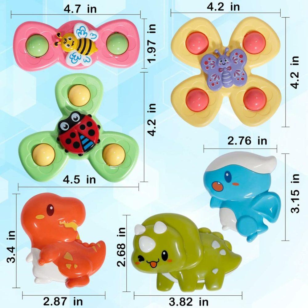 6Pcs Suction Cup Spinner Toy For Toddlers 1-3 Year Old,Sensory Bath Toys Gift For 18 Months,Window Suction Spinner Toys,Boys And Girls Sensory Toys Gifts,Travel Baby Spinning Toys  |  Bath Toys All Toys Bath Toys