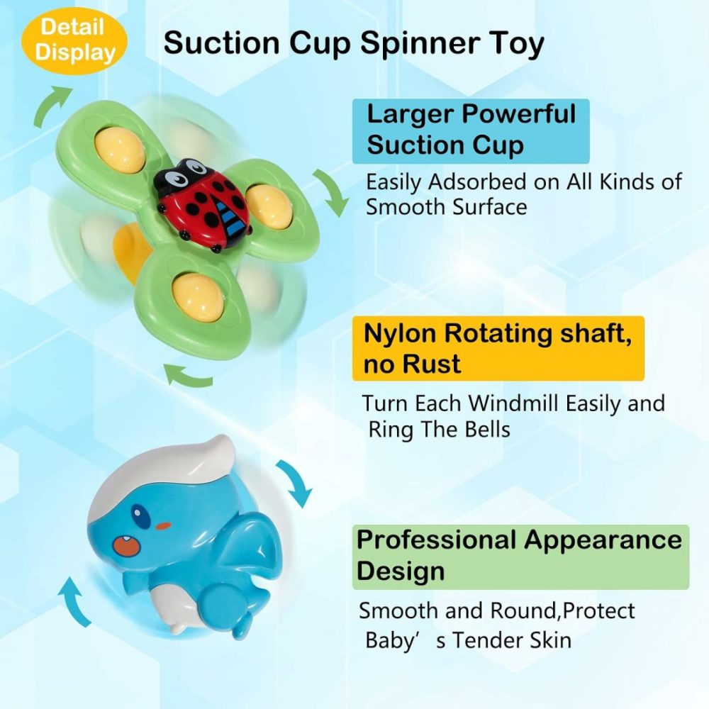 6Pcs Suction Cup Spinner Toy For Toddlers 1-3 Year Old,Sensory Bath Toys Gift For 18 Months,Window Suction Spinner Toys,Boys And Girls Sensory Toys Gifts,Travel Baby Spinning Toys  |  Bath Toys All Toys Bath Toys