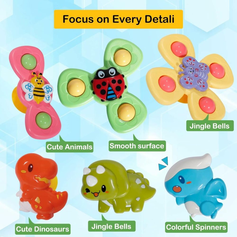 6Pcs Suction Cup Spinner Toy For Toddlers 1-3 Year Old,Sensory Bath Toys Gift For 18 Months,Window Suction Spinner Toys,Boys And Girls Sensory Toys Gifts,Travel Baby Spinning Toys  |  Bath Toys All Toys Bath Toys