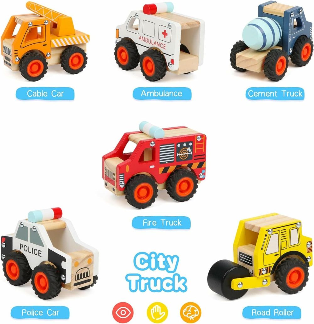 6Pcs Wooden Cars For Toddlers 1-3,Car Toys,Push And Go Vehicle,Kid Vehicle Toys,Hand Push Car Toys For 1+ Year Old,Montessori Toys  |  Push & Pull Toys All Toys Push & Pull Toys