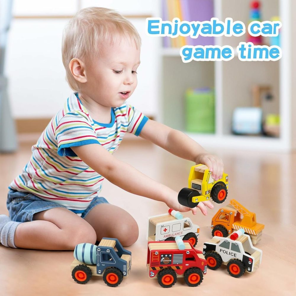 6Pcs Wooden Cars For Toddlers 1-3,Car Toys,Push And Go Vehicle,Kid Vehicle Toys,Hand Push Car Toys For 1+ Year Old,Montessori Toys  |  Push & Pull Toys All Toys Push & Pull Toys