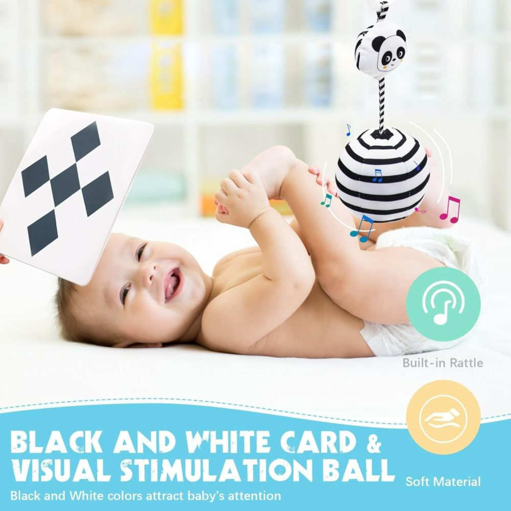 7 In 1 High Contrast Baby Toys Black And White Toy  21Pcs Montessori Education Kit  Learning Educational Set Newborn Toys  Sensory Toys For Babies 0-6 Months (Black&White)  |  Rattles & Plush Rings All Toys Black+white