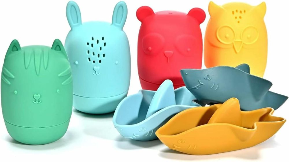 7-Piece Mold Free Silicone Baby Bath Toy Set For Infants 6-12 Months  Bathtub Toys For Toddlers 1-3  Water Toys  Pool Toy  Dishwasher Safe  |  Bath Toys All Toys Bath Toys