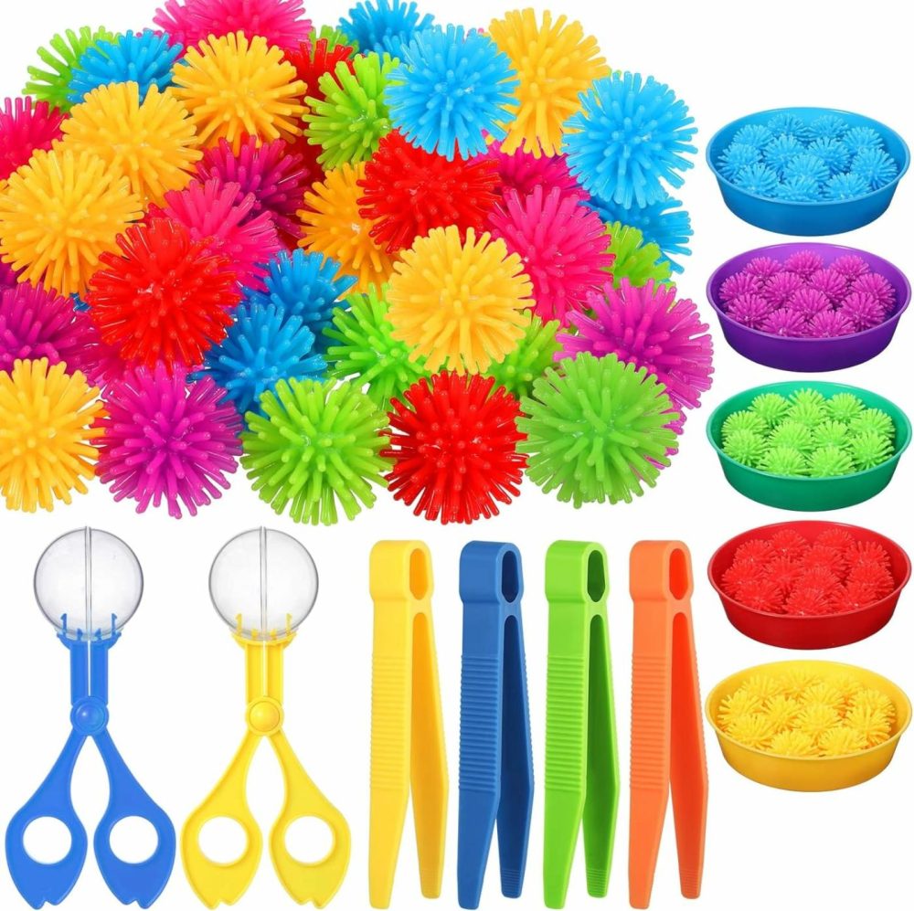 71 Pcs Fine Motor Toys Counting Sorting Sensory Bin Filler  60 Hedge Balls 4 Tweezers 2 Scissors Clips 5 Cups For Boys Girls Early Education And Sorting Counting Training Development  |  Sorting & Stacking Toys All Toys Sorting & Stacking Toys