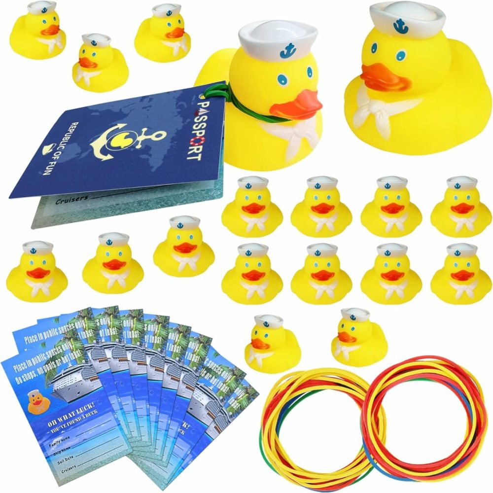 72 Pcs Cruise Ducks Tag Kits  Includes 24 Rubber Ducks For Cruise Ships 24 Cruising Ducks Tag Cards And 24 Rubber Bands For Hiding Carnival Party Game  |  Bath Toys All Toys Bath Toys