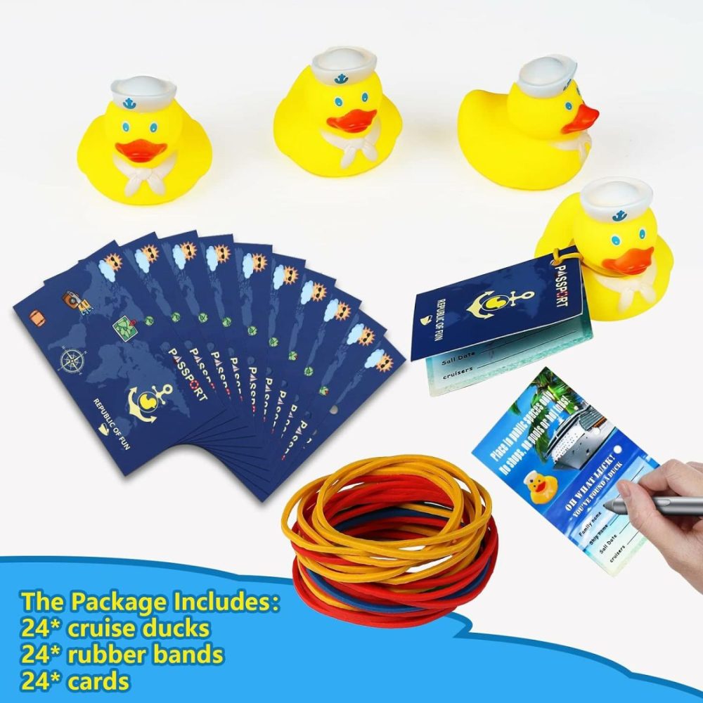 72 Pcs Cruise Ducks Tag Kits  Includes 24 Rubber Ducks For Cruise Ships 24 Cruising Ducks Tag Cards And 24 Rubber Bands For Hiding Carnival Party Game  |  Bath Toys All Toys Bath Toys