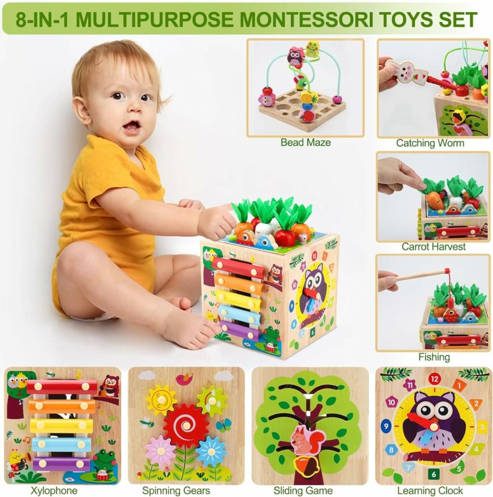 8 In 1 Activity Cube For 18M+ Boys And Girls  Wooden Montessori Toys For Baby  Educational Learning Toys For Toddlers  |  Activity Cubes Activity Cubes Activity Cubes