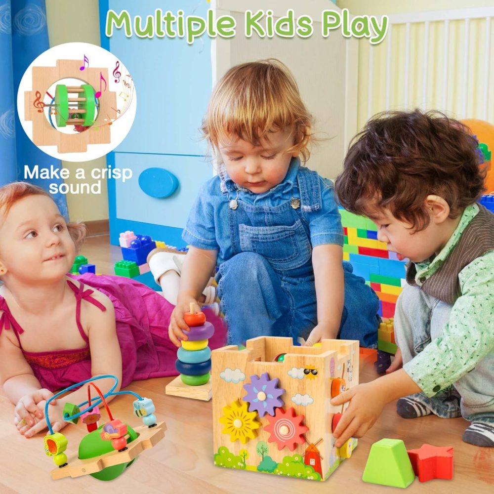 8-In-1 Activity Cube Wooden Montessori Toys For 1+ Year Old  Bead Maze Shape Sorter Developmental Learning Toys  Bonus Sorting & Stacking Toys For 12M+ Toddlers  Gift Packaging  |  Sorting & Stacking Toys All Toys Sorting & Stacking Toys