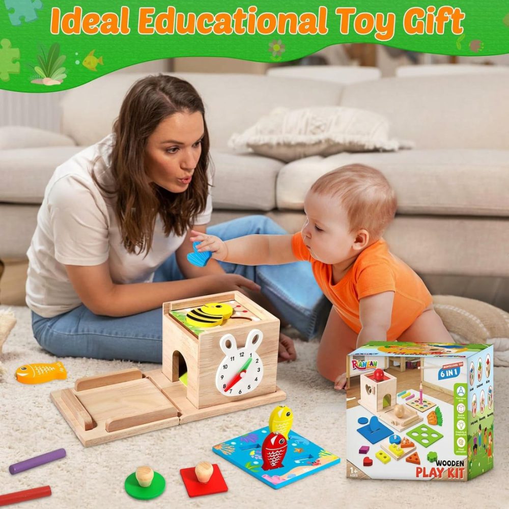 8-In-1 Montessori Wooden Toy Set For Babies – Shape Sorter  Coin Box  Object Permanence Box For Toddlers 12-18 Months – Birthday Gift  |  Sorting & Stacking Toys All Toys Sorting & Stacking Toys